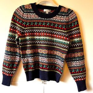 NWT J. Crew Cherry Crewneck Puff Sleeve Sweater Size XXS